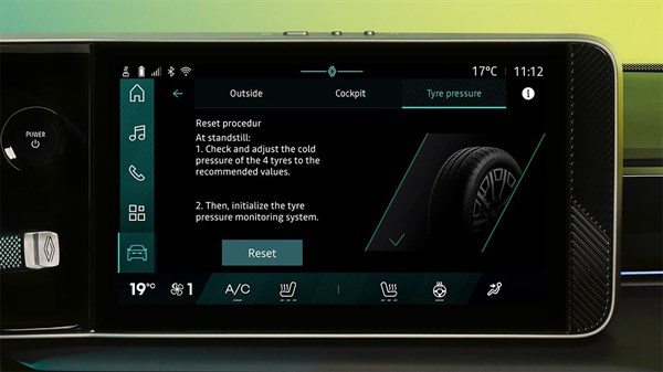 tyre pressure monitoring system  - R4 E-Tech electric - Renault