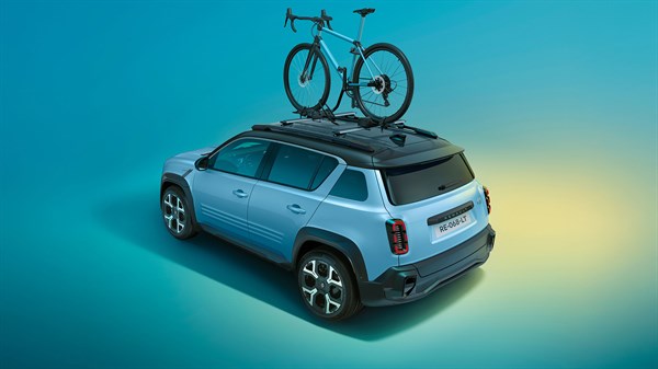 bicycle rack on transverse roof bars - Renault 4 E-Tech electric