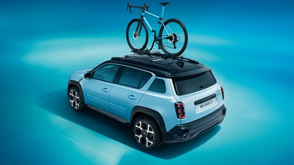 bicycle rack on transverse roof bars - Renault 4 E-Tech electric
