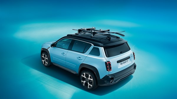 ski rack on transverse roof bars - Renault 4 E-Tech electric